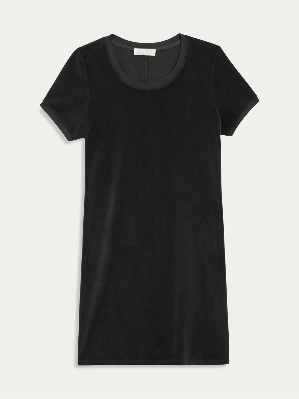 Suzie Kondi Anna Scoop Neck Mini Tee Dress in Black Velour M